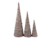 Ratanový kužel s LED - sada 3ks